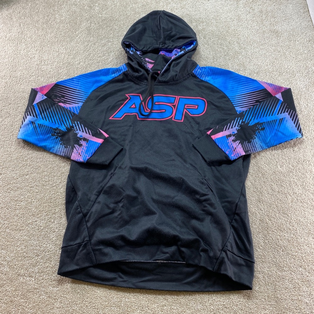 ASP Hoodie Mens Size‎ Medium Black Blue Pink Graphic Performance Sweatshirt